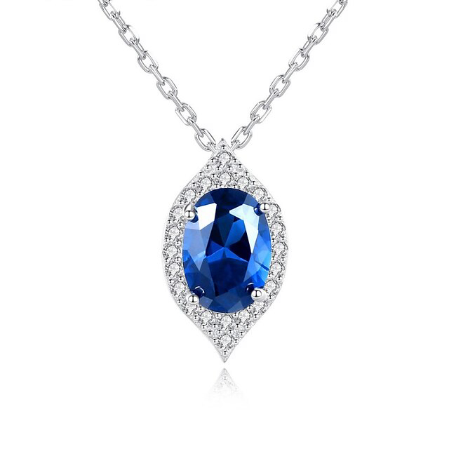 Necklace Clear Synthetic Diamond Blue Copper Women's Fashion Elegant Classic Luminous Wedding Geometric Necklace For Wedding Engagement