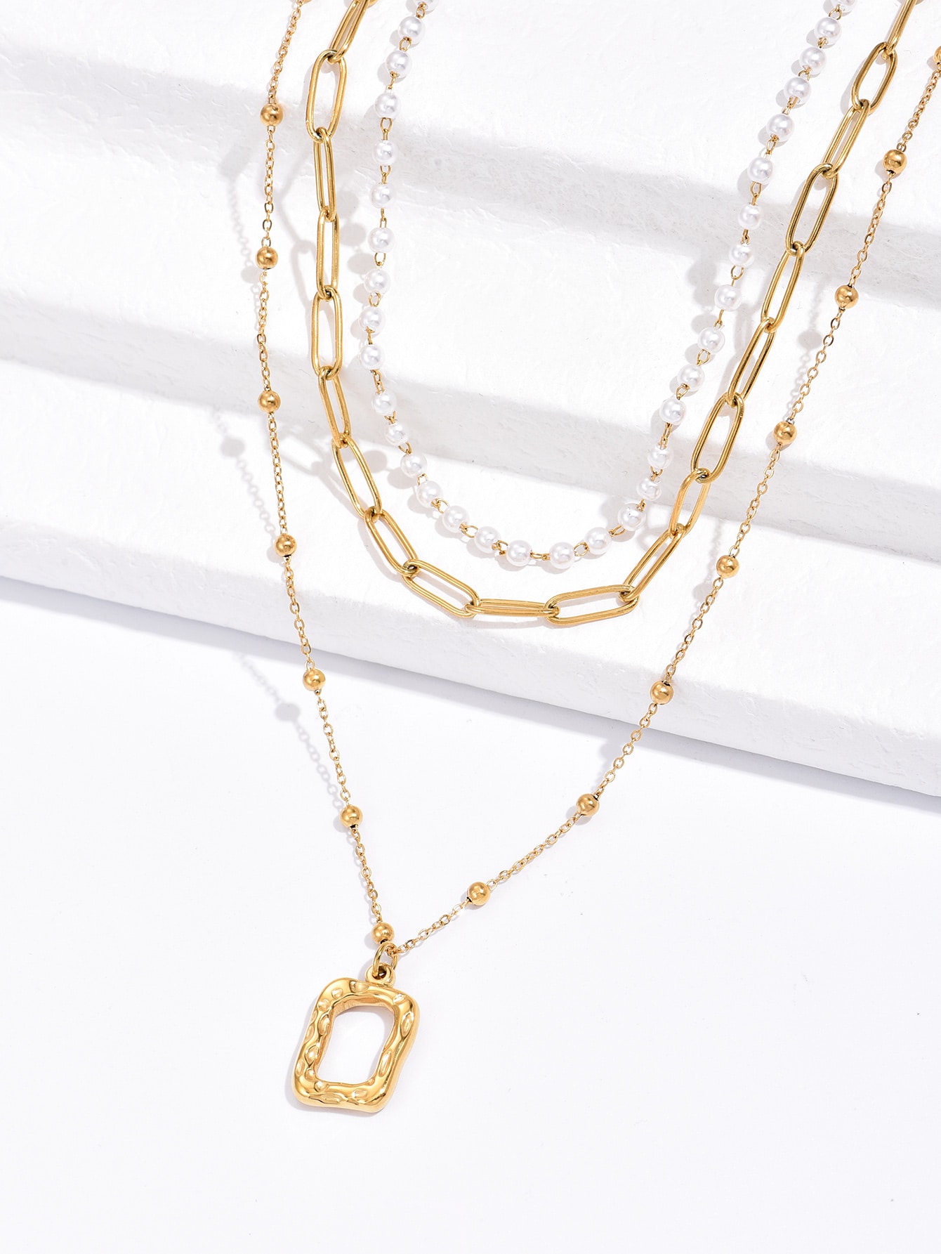 Geometric Pendant Layered Necklace