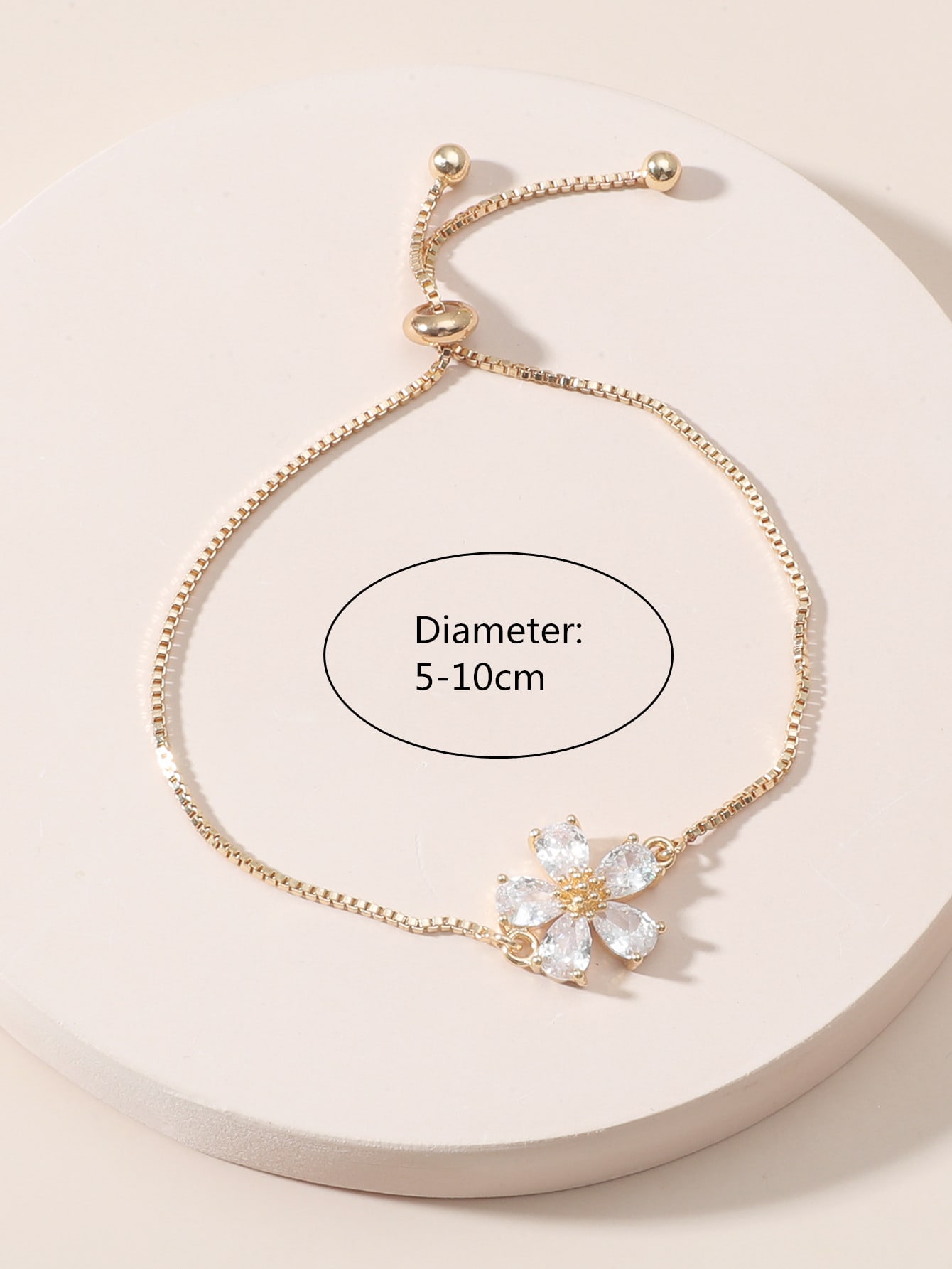 Cubic Zirconia Flower Decor Bracelet