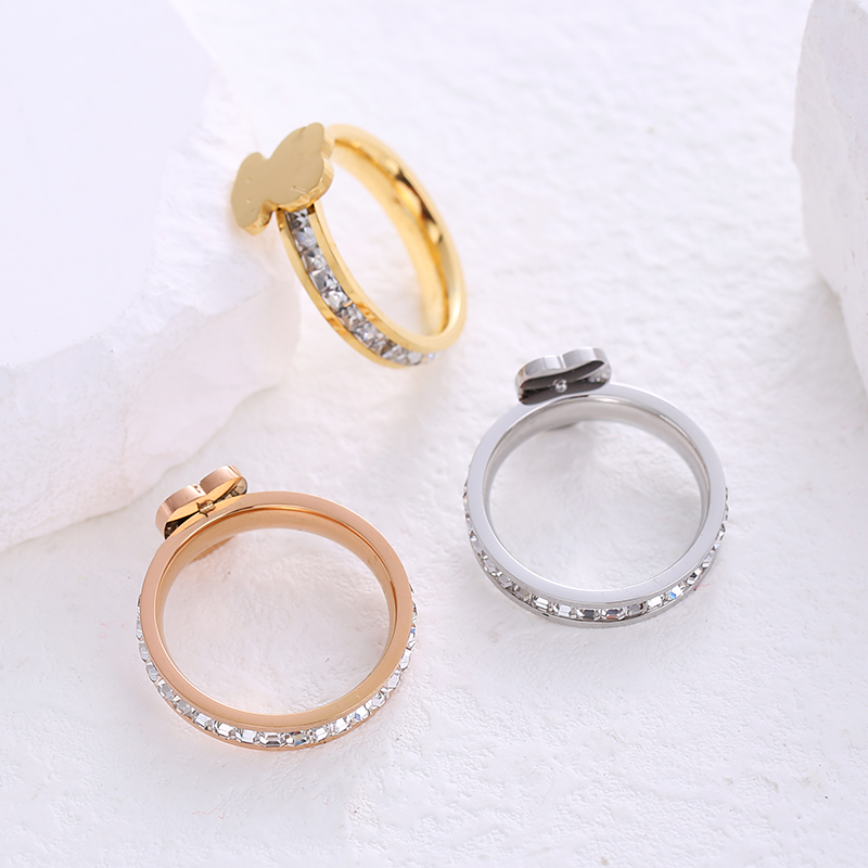 Simple Style Animal Stainless Steel Plating Inlay Artificial Gemstones  Copper Plated Rings