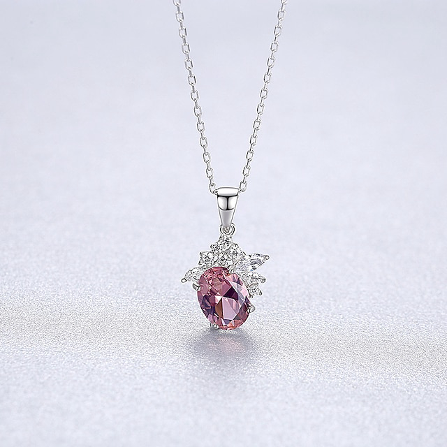 Necklace Clear Morganite Blue Copper Women's Simple Sweet Classic Luminous Wedding Geometric Necklace For Wedding Party