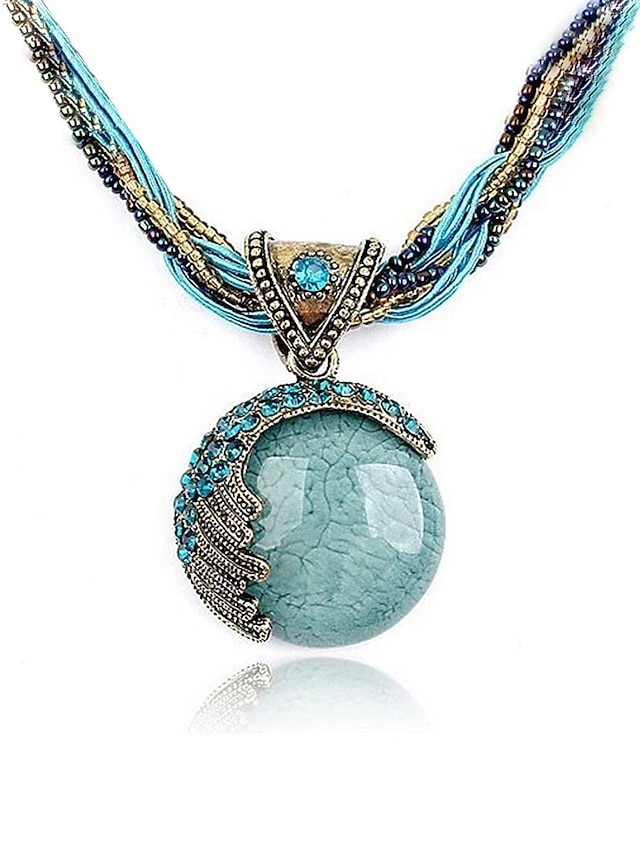 Women's Bohemian Necklace Vintage Sweater Chain Ethnic Style Rice Beads Woven Archaistic Outdoor Geometry Necklace