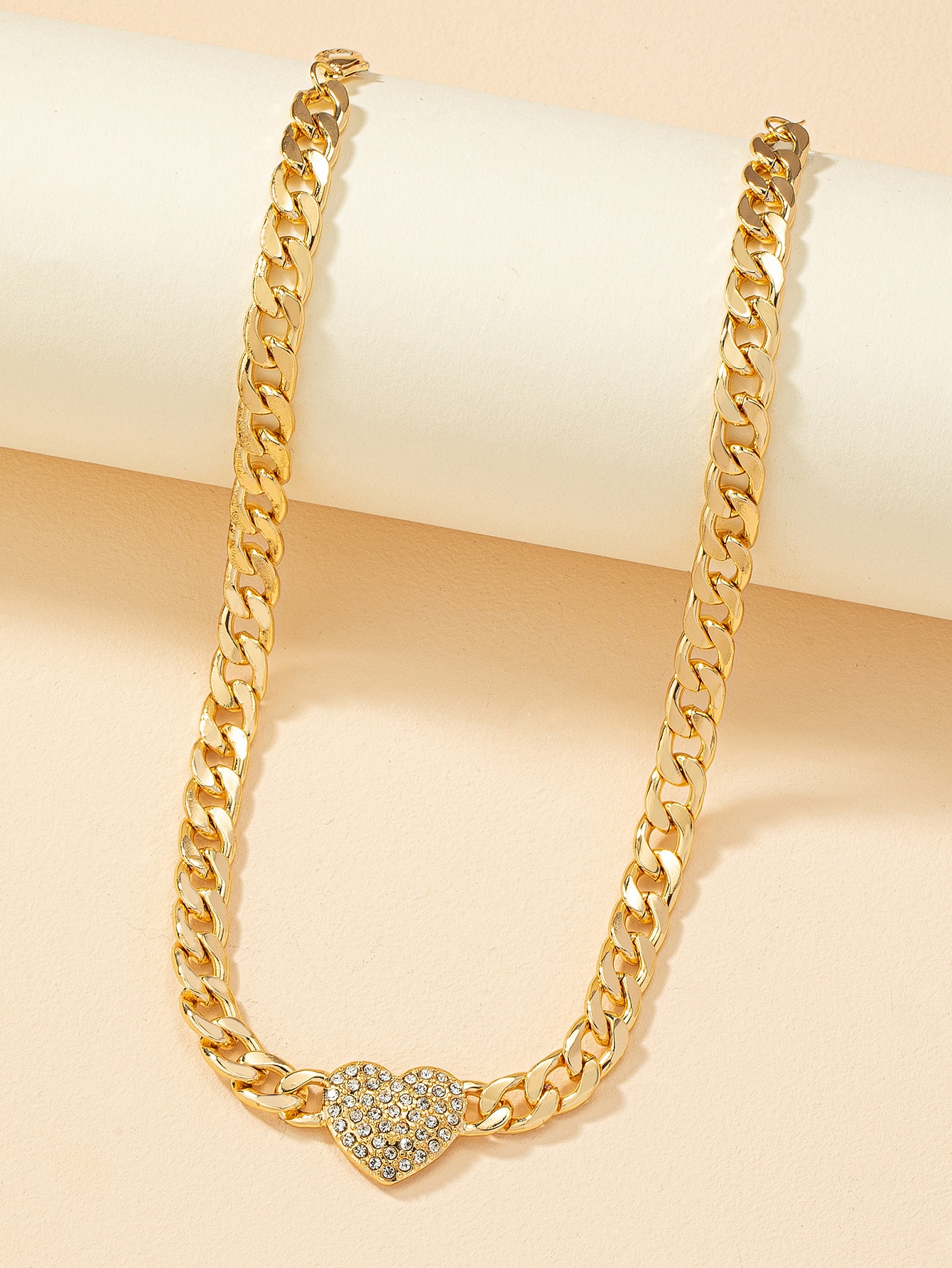 Rhinestone Heart Decor Necklace