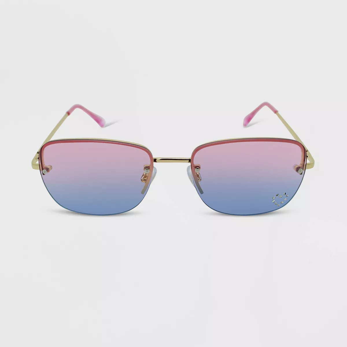 Women's Rhinestone Rimless Rectangle Sunglasses