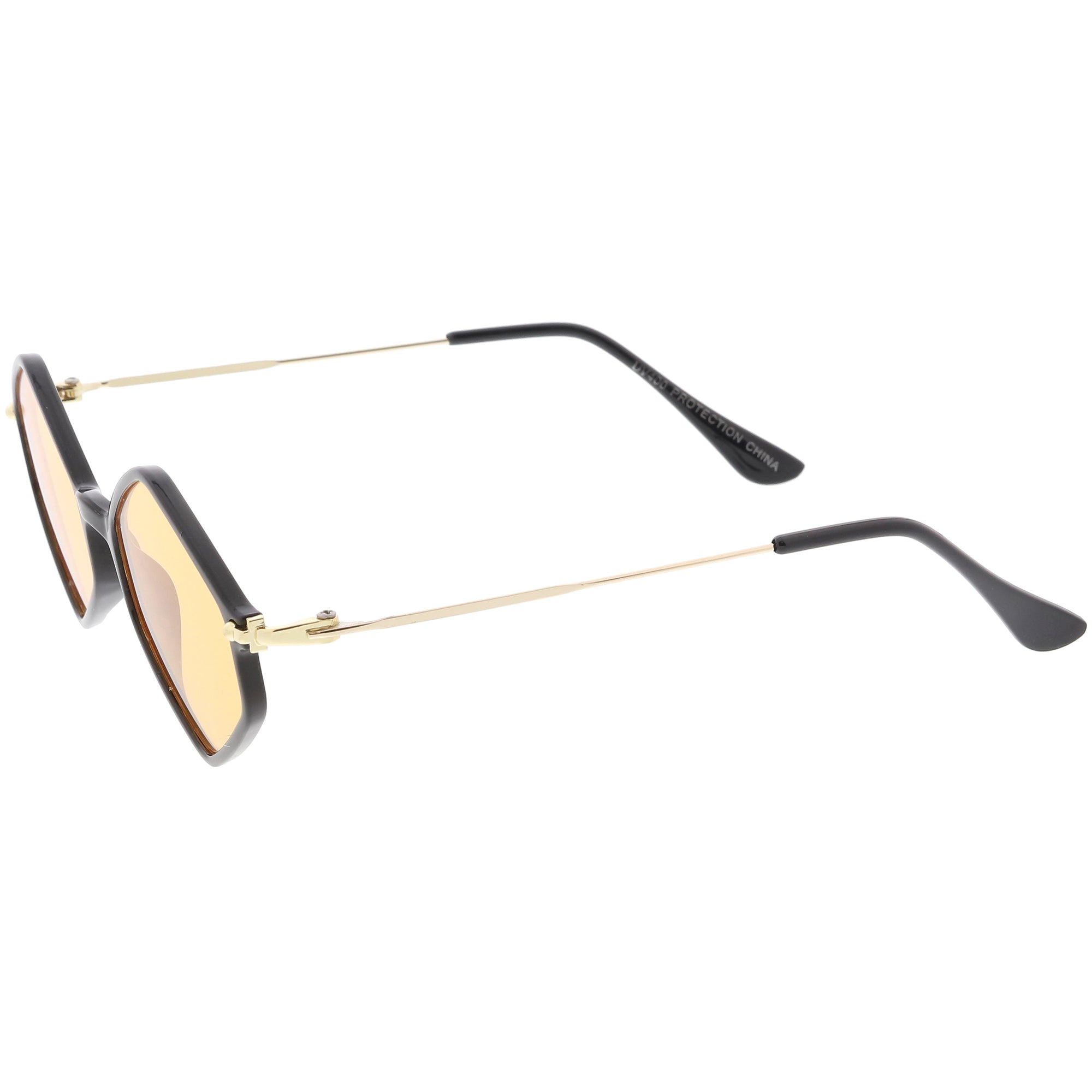 Retro Color Tone Hexagon Diamond Shape Sunglasses
